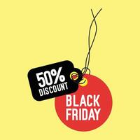 art Two tag of Black Friday price tag 50 off red or black color illustration design and 50 off tag or discount tag design vector