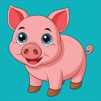 Cartoon pig with big eyes and a smile vector