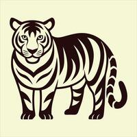 A tiger is standing in front of a white background vector