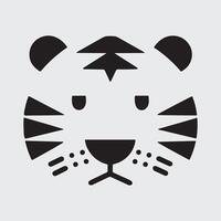 A black and white tiger face icon on a white background vector