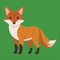 Fox illustration on green background vector