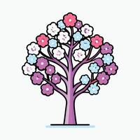 A cartoon tree with flowers on it vector