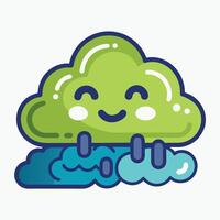 A cartoon cloud with a smile on it vector