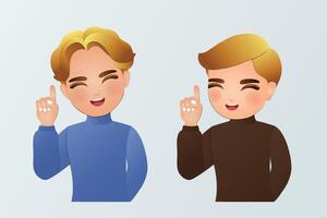 Cheerful Man pointing index fingers upwards vector