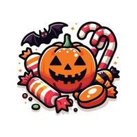 Candy Halloween Draw With Flat Background vector