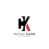 CK Logo monogram with negative space style design template. vector