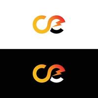 Initial CE letter with Lightning Logo Design vector