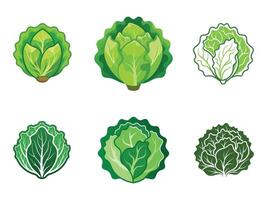 A set of different types of lettuce leaves vector