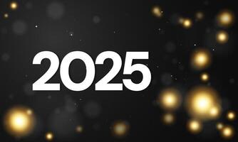 2025 Happy New Year Design with black background and stars vector