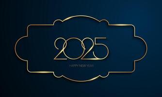 2025 Happy New Year Background Design with antique golden frame. vector