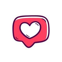 A hand drawn doodle style illustration of a heart notification icon, perfect for representing likes, social media engagement, and love reactions. Ideal for apps or web design. vector