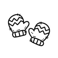 A hand-drawn of winter mittens with zigzag patterns. Perfect for holiday designs, winter themes, and cozy illustrations. vector