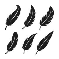 Elegant set of feather silhouettes in various shapes and styles. Perfect for logos, illustrations, and designs needing a natural or boho aesthetic. Great for branding use. vector