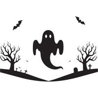 Halloween scary ghost with trees background. Halloween elements icon vector