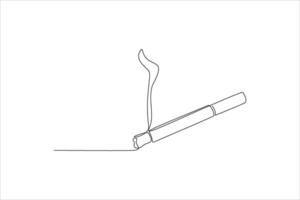 continuous line drawing of a cigarette on a white background vector