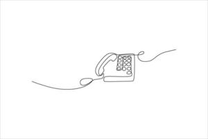 continuous line drawing of wired telephone vector