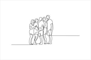 continuous line drawing of a family vector