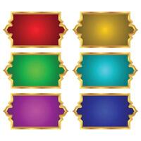 Set of red and white luxury golden arabic islamic banner pattern title frame text box transparent background vector