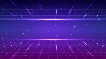 Abstract digital retro wireframe cyberpunk concept. Design for background 80s, 90s, neon, light, cyberpunk, magic, portal, retro future. vector