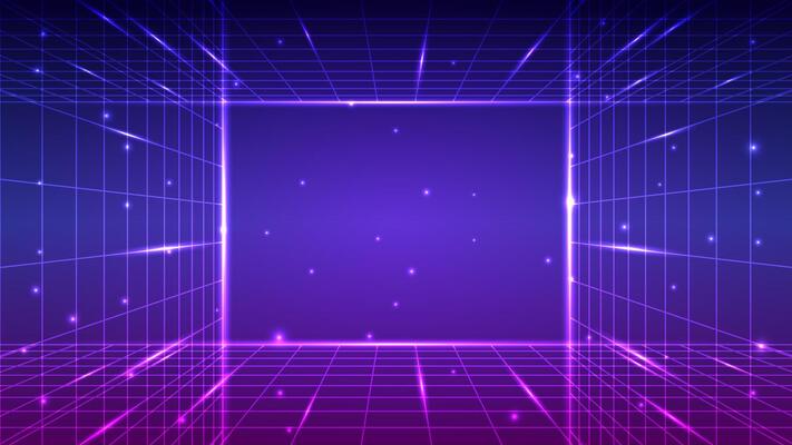 Digital retro dark background. Technology cyberpunk concept. Design for abstract wireframe, 80s, 90s, neon, light, cyberpunk, magic, portal, retro, future, digital.