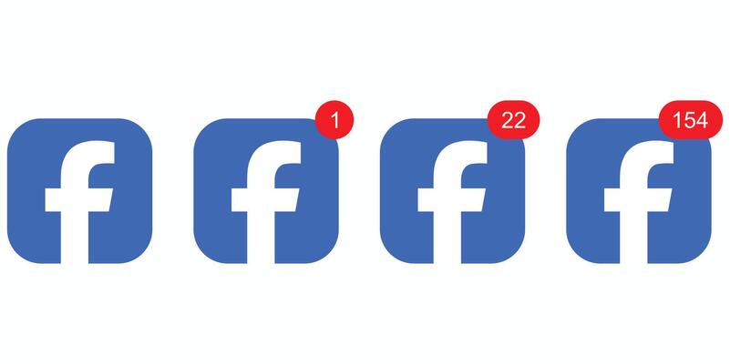 facebook notification icon isolated on white