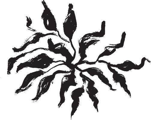 Hand Drawn Dry Ink Brush Grunge Simple Leaves Round Texture