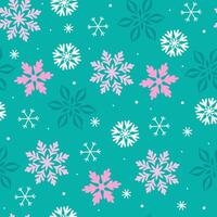 Seamless pattern of snowflakes on a turquoise background. graphics. vector
