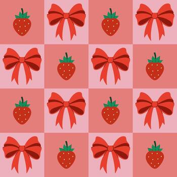 sin costura a cuadros modelo con fresas y arcos gráficos. vector