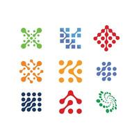set of technology molecule template vector