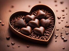 heart shaped box of chocolates close up photo