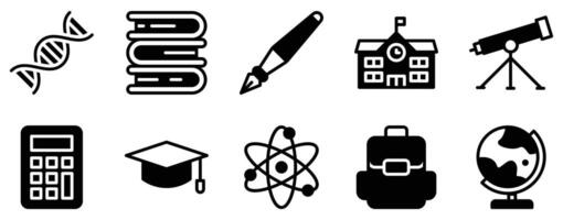 Education Icon Set Robust Solid Style Collection for Learning and Growth vector