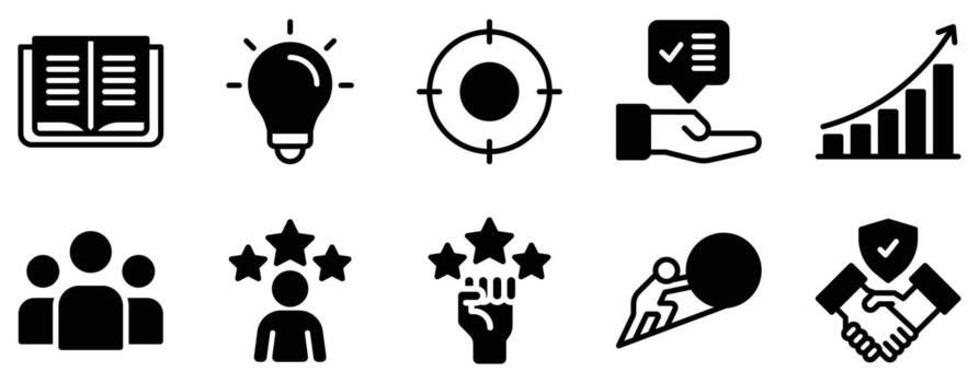 Mentoring and Training Icon Set Empowering Solid Style Collection for Skill Development vector