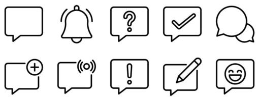 Chat Icon Set Interactive Line Style Collection for Communication and Messaging vector