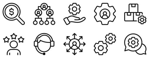 Company Structure Icon Set Strategic Line Style Collection for Organizational Hierarchy vector