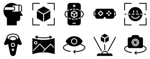 Augmented Reality Icon Set Bold Solid Style Collection for Immersive Experiences vector