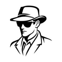 A man in a hat and sunglasses black and white vector