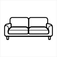 un negro y blanco línea dibujo de un sofá vector
