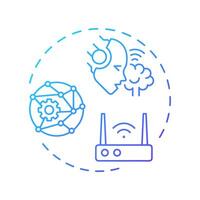 AI-native air interface blue gradient concept icon. Access mode. Wireless connectivity. Artificial intelligence. Round shape line illustration. Abstract idea. Graphic design. Easy to use in article vector
