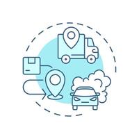 Scope 3 emissions soft blue concept icon. Car pollution, urban vehicles. Greenhouse gas. Round shape line illustration. Abstract idea. Graphic design. Easy to use infographic, presentation vector