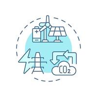 Scope 2 emissions soft blue concept icon. Electrification, manufacturing. Co2 pollution. Round shape line illustration. Abstract idea. Graphic design. Easy to use infographic, presentation vector