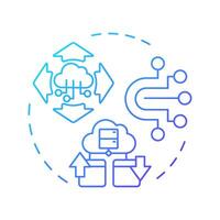 Services based architecture blue gradient concept icon. 6G technology. Cloud computing. Modular, scalable network. Round shape line illustration. Abstract idea. Graphic design. Easy to use in article vector