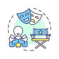 Casting multi color concept icon. Movie cast. Film directing, acting. Cinematography, audition. Round shape line illustration. Abstract idea. Graphic design. Easy to use in infographic, presentation vector