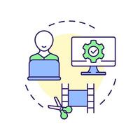 Picture editing multi color concept icon. footage, filmmaking software. Vfx, program. Round shape line illustration. Abstract idea. Graphic design. Easy to use in infographic, presentation vector