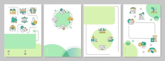 Carbon sequestration methodology green circle brochure template. Leaflet design with linear icons. Editable 4 layouts for presentation, annual reports vector