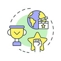 Film awards multi color concept icon. Movie festival, cinematography achievement. Round shape line illustration. Abstract idea. Graphic design. Easy to use in infographic, presentation vector
