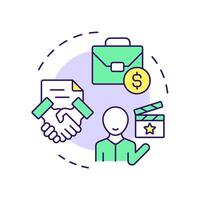 Executive producer multi color concept icon. Media production, cinematography. Round shape line illustration. Abstract idea. Graphic design. Easy to use in infographic, presentation vector