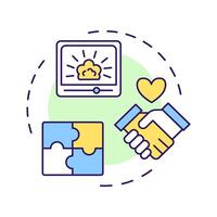 Narrative conflict resolution multi color concept icon. Partnership negotiation. Round shape line illustration. Abstract idea. Graphic design. Easy to use in infographic, presentation vector