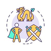 Journey story initiation multi color concept icon. Hero adventure, setting. Screenplay, filmmaking. Round shape line illustration. Abstract idea. Graphic design. Easy to use in infographic vector