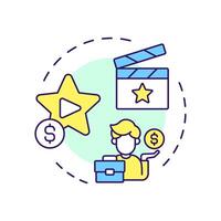Film funding multi color concept icon. Media production, cinematography. Finance investment. Round shape line illustration. Abstract idea. Graphic design. Easy to use in infographic, presentation vector