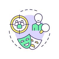 Casting director multi color concept icon. Cinematography, filmmaking. Acting artists. Round shape line illustration. Abstract idea. Graphic design. Easy to use in infographic, presentation vector